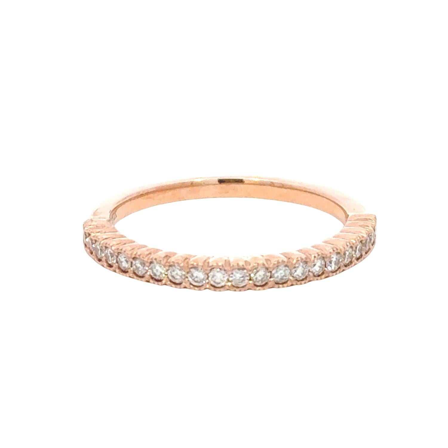 Aamiaa - 0.25 Carat Natural Diamond Half Eternity Band Ring - Size 6.5