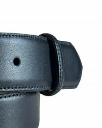 W. Kleinberg Unisex Classic Denim Belt in black semi matte with silver - women's accessory - detail view