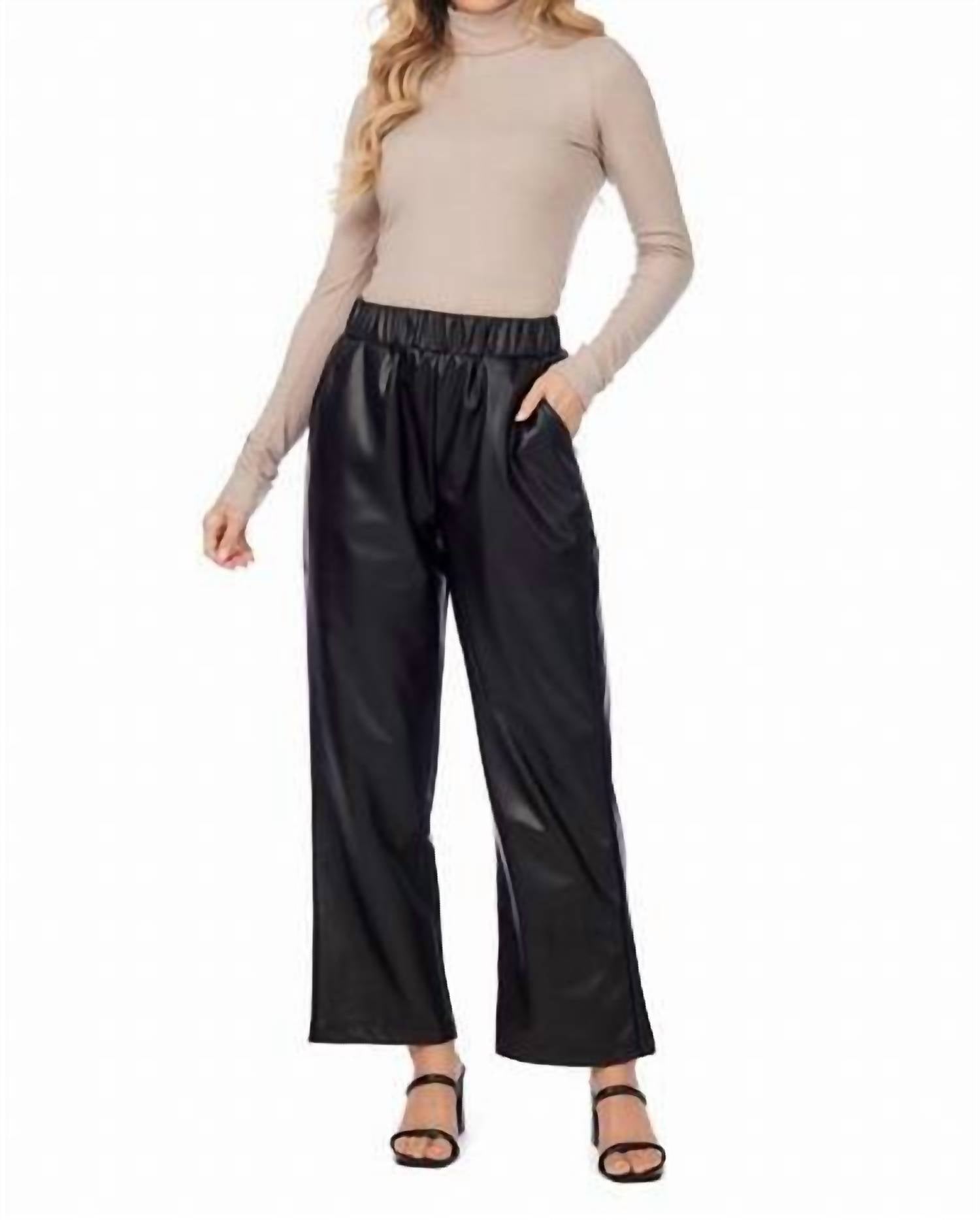 mudpie Ballard Leather Pants in black - women's pants - alternate view