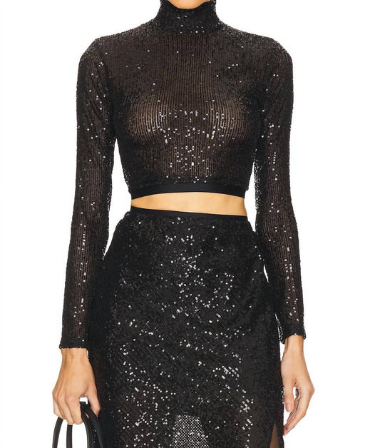 Enza Costa - Sequin Cropped Long Sleeve Top