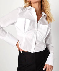 Lulus - Sophisticated Twist Cropped Bustier Button-up Top