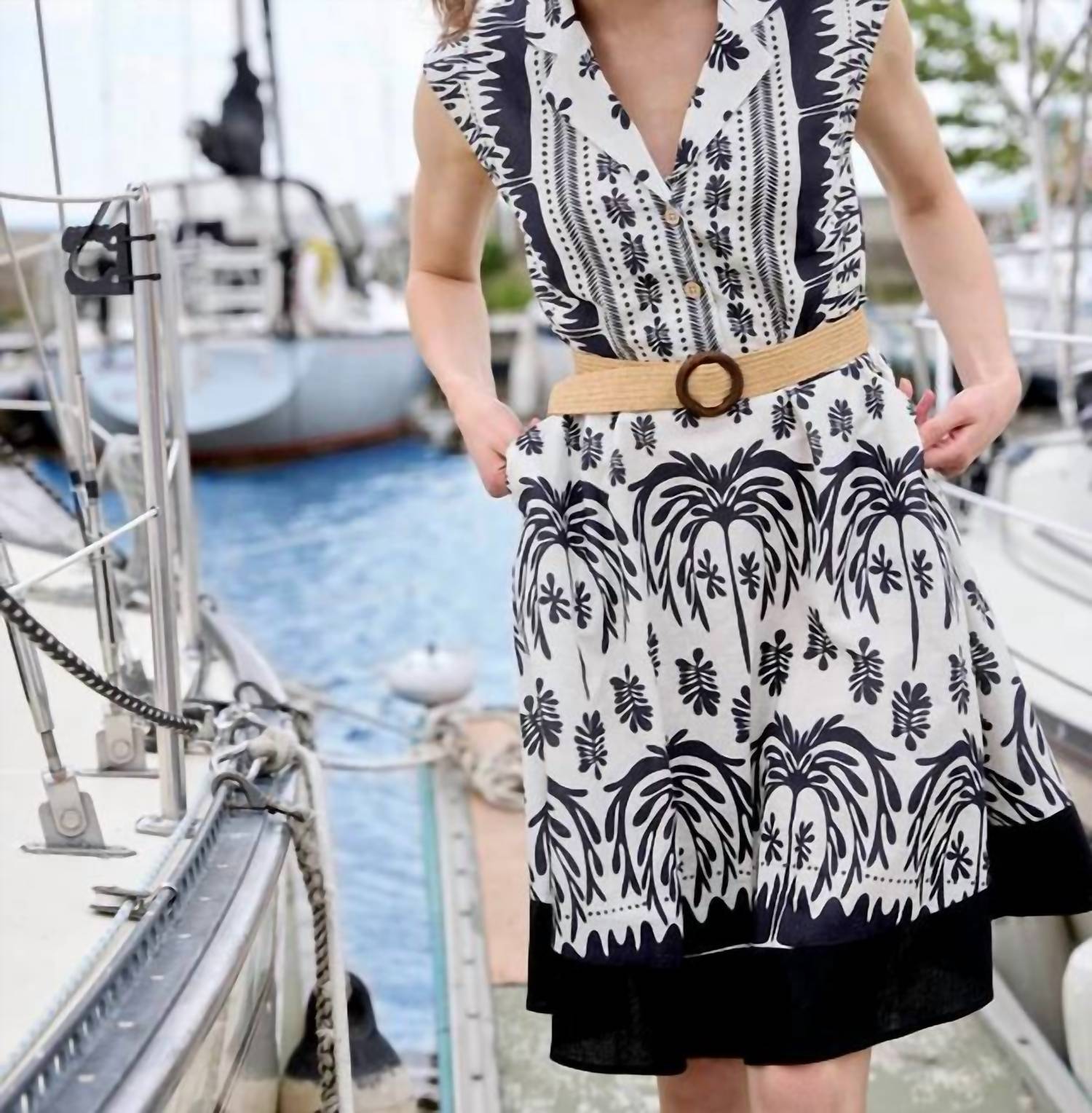 Charlie B - Women's Printed Linen Cotton Dress