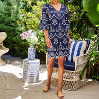 Karen Kane - Flare Sleeve Embroidered Mini Dress