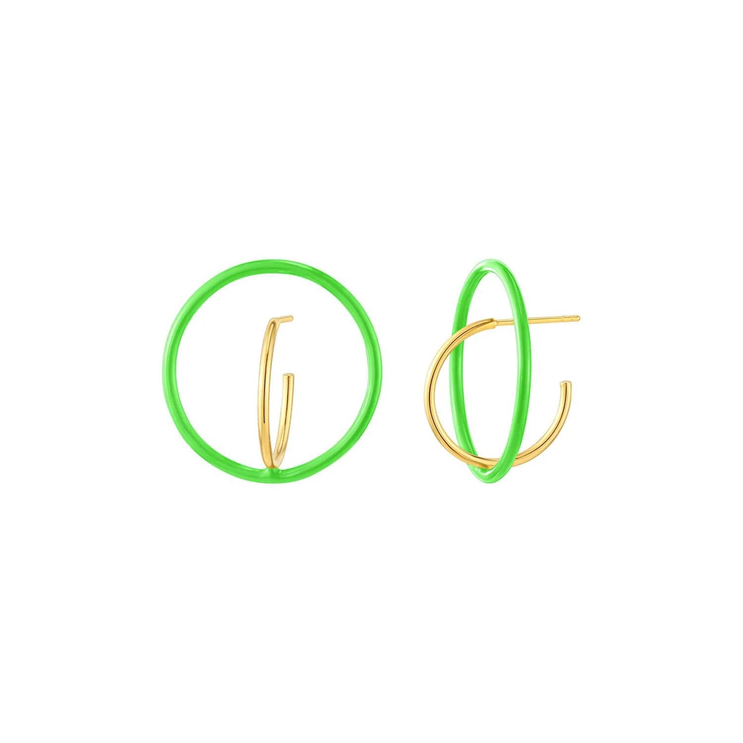 Gold & Honey - Women's Floating Enamel Hoop Earrings
