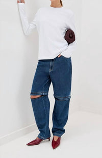 Tibi - Lars Denim Convertible Zip Jean