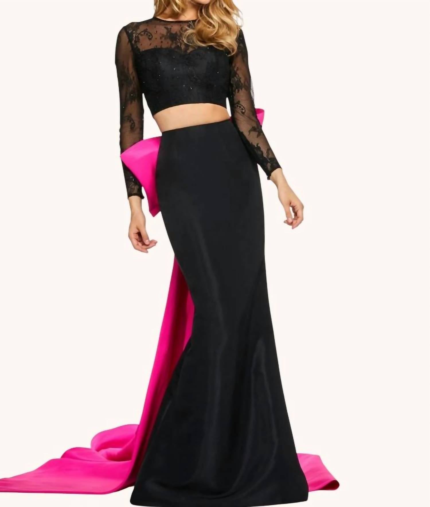 Sherri Hill - Two Piece Dress With Oversized Bow In The Back