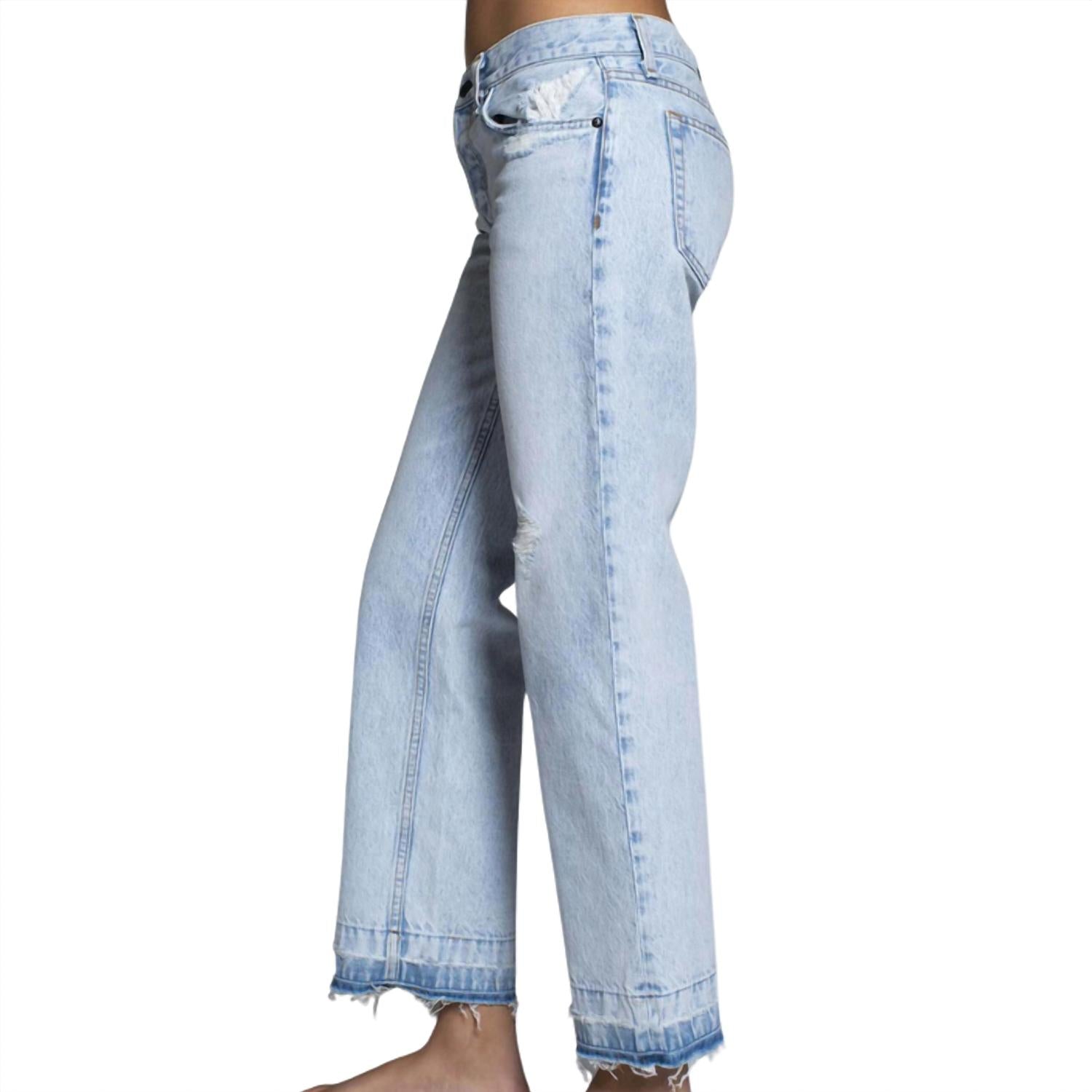 ASKK NY Women's Low Rise Straight Jeans in bleach destroy - women's jeans - alternate view