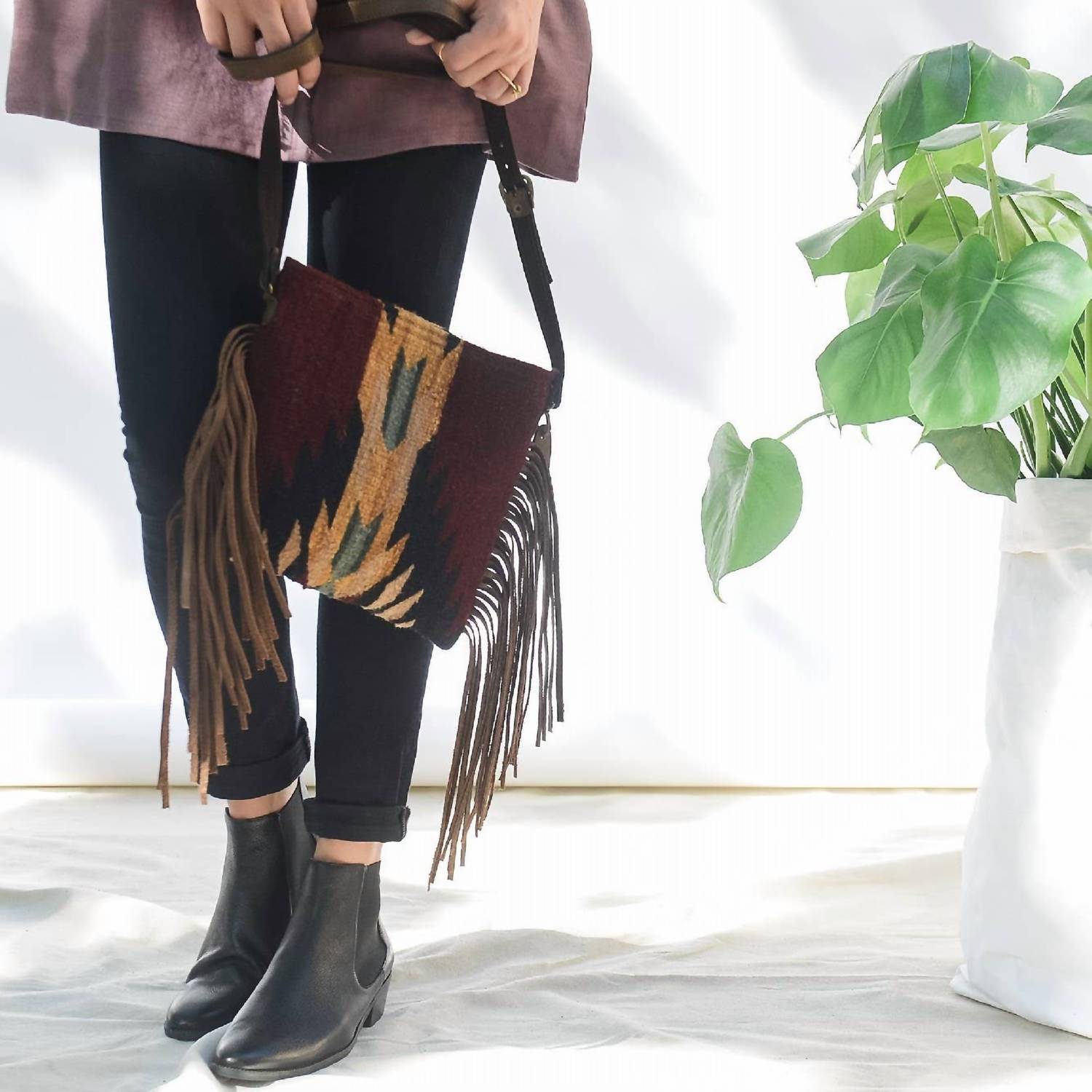 Mz Made - Women's Artisan Made Leather Fringe Bag