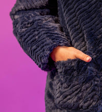 Mayoral Faux Fur Long Sleeve Coat in navy - item - detail view