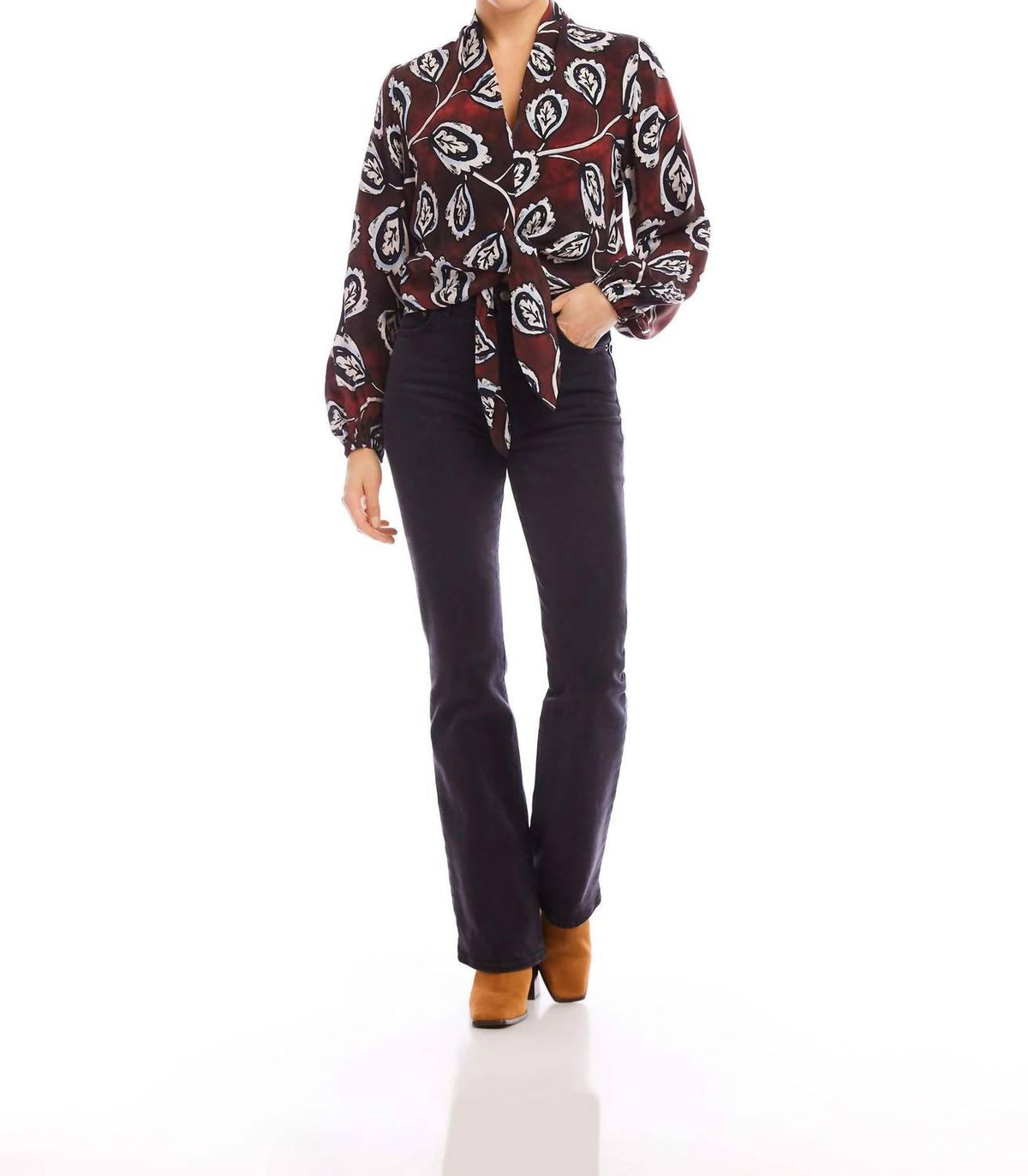 Fifteen Twenty - Long Sleeve Tie Front Top