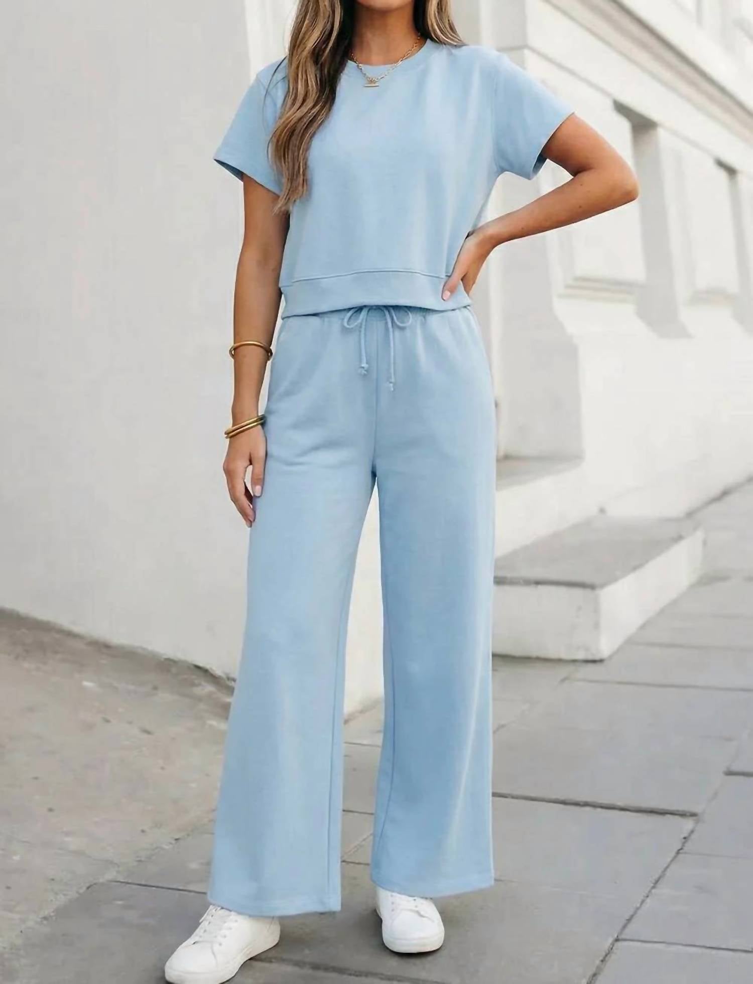 Aapparella - Soft Lounge Wide Leg Two-piece Set