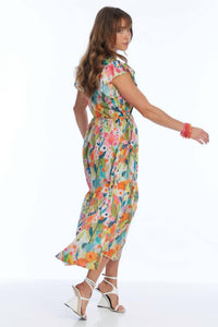 Lior - Ruffle Neck Tiered Midi Dress