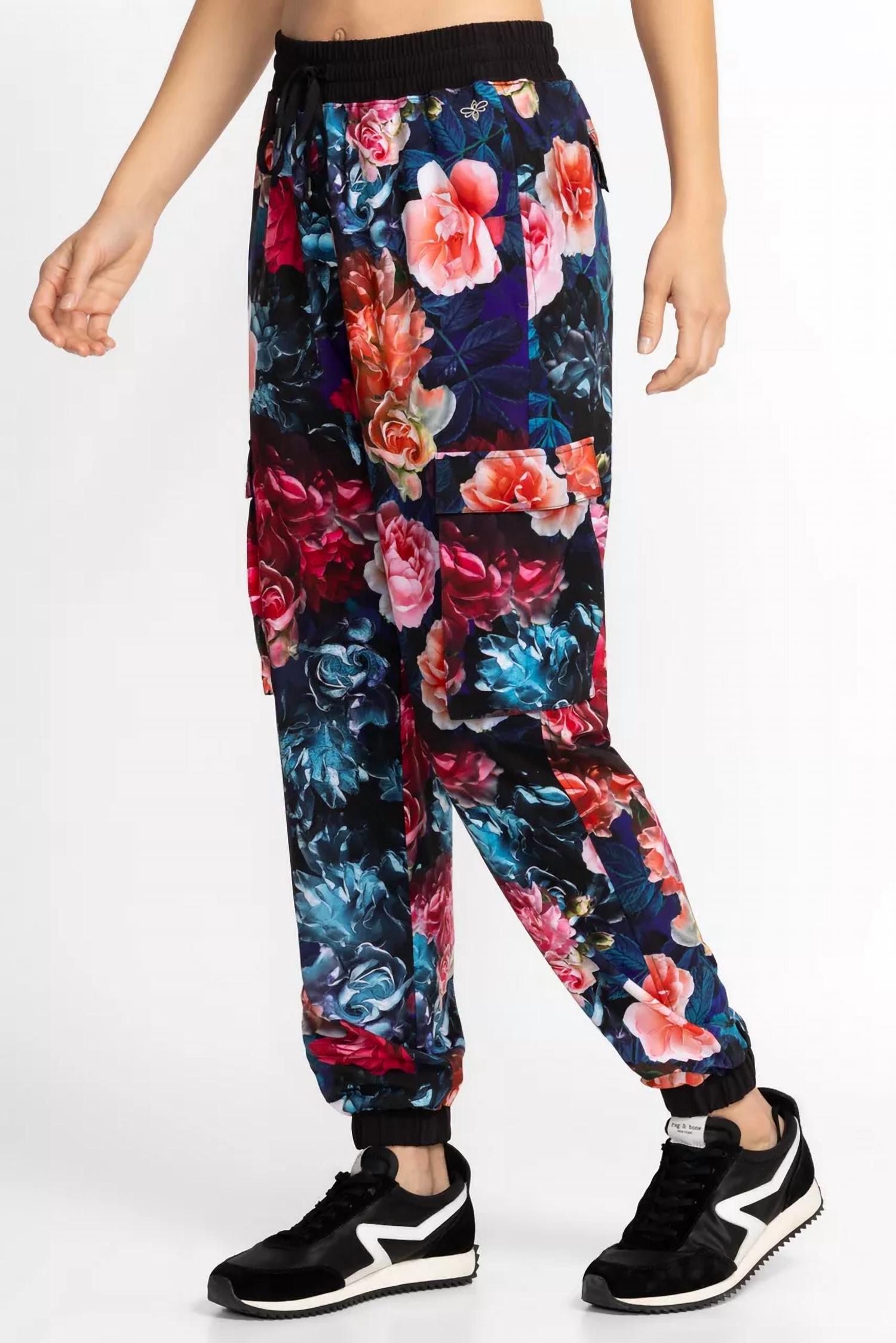 Johnny Was Studio Cargo Track Pant in multi - women's pants - detail view