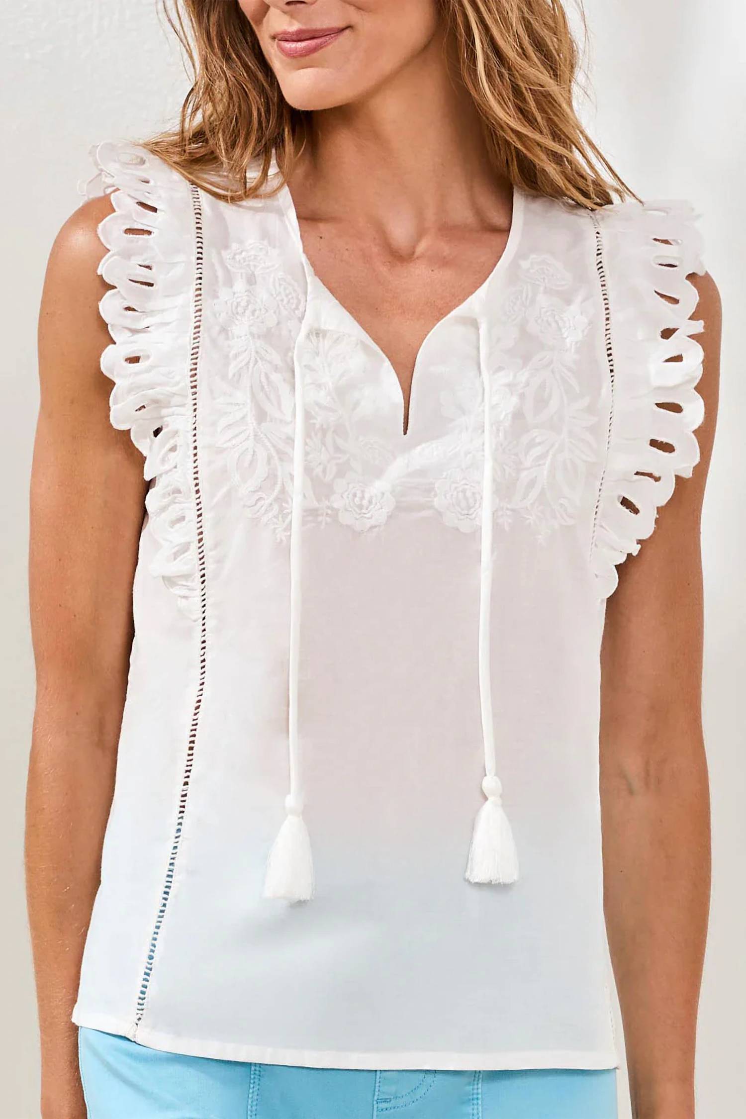 Tribal - Cap Frill Sleeve Poplin Blouse