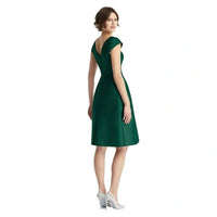 Alfred Sung - Cap Sleeve Pleated Cocktail Dress With Pockets