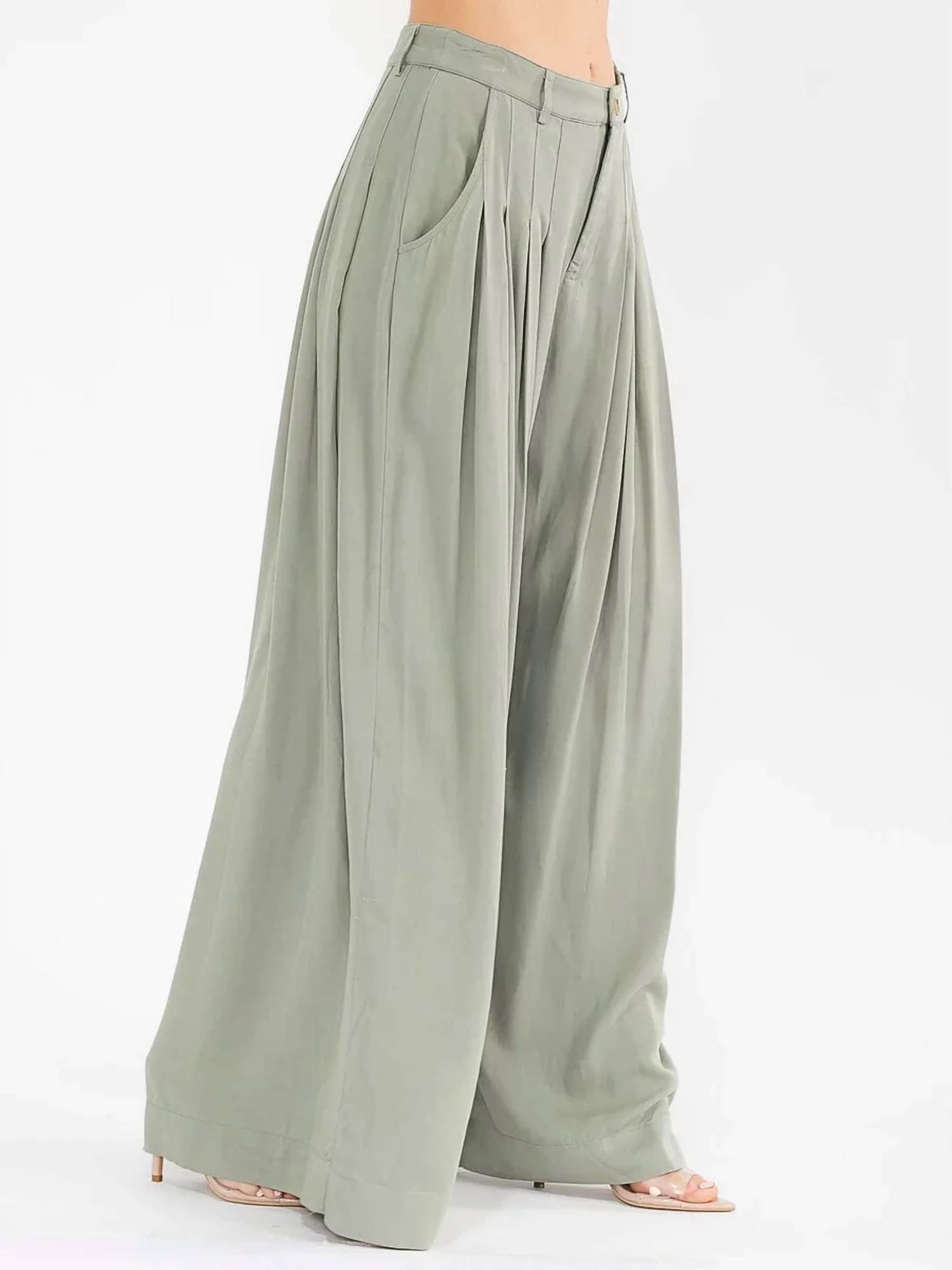 Surelymine - Sage Horizon Wide-Leg Palazzo Pants