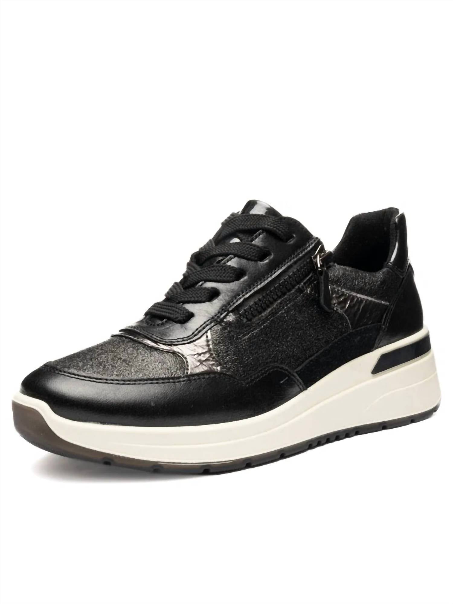 Ara Women's Gardenia Sneaker in black steel mirror - women's sneaker