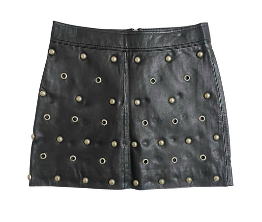 Topshop - Women's Leather Grommet Stud Mini Skirt