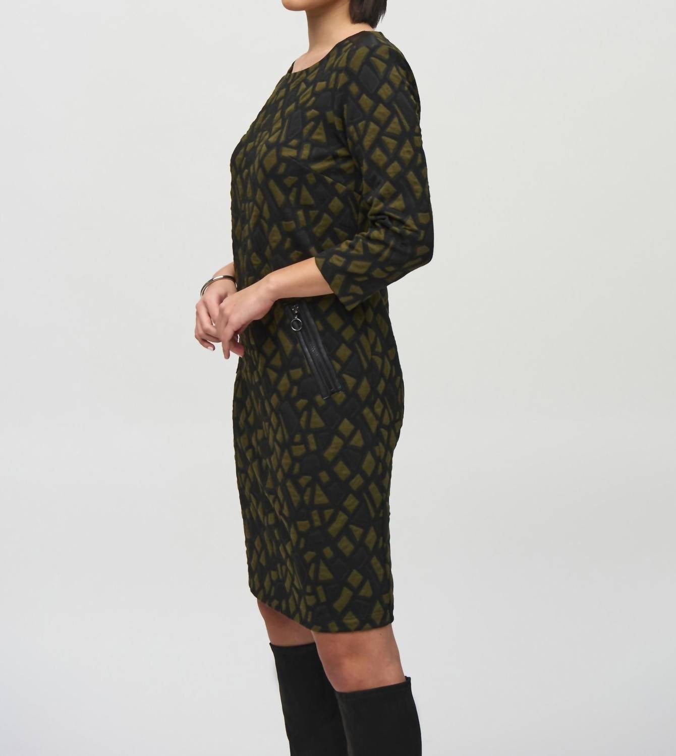 Joseph Ribkoff - Women's Geometric Jacquard Shift Dress