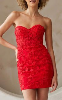 Amelia Couture - Applique Short Strapless Dress