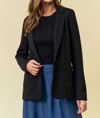 Doe And Rae - Brushed Modal Flap Pocket Long Sleeve Blazer