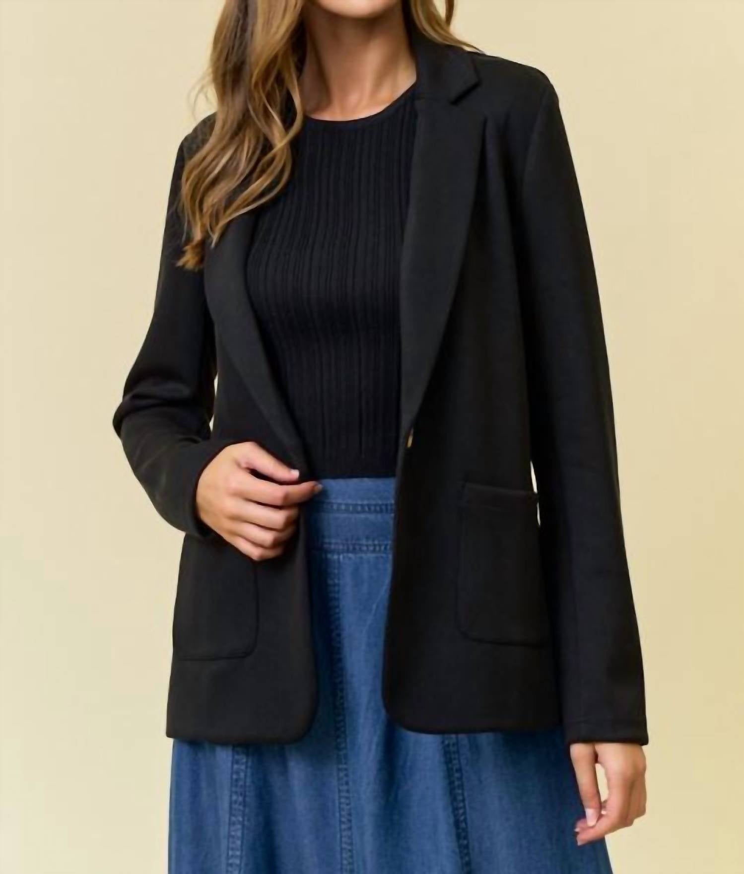 Doe And Rae - Brushed Modal Flap Pocket Long Sleeve Blazer