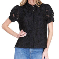 Joy Joy - Soutache Short Puff Sleeve Blouse