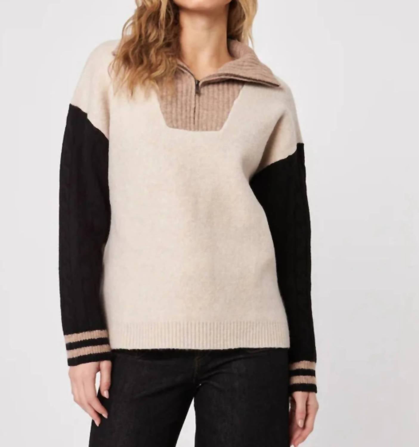 John + Jenn - Gary Half-zip Color Block Sweater