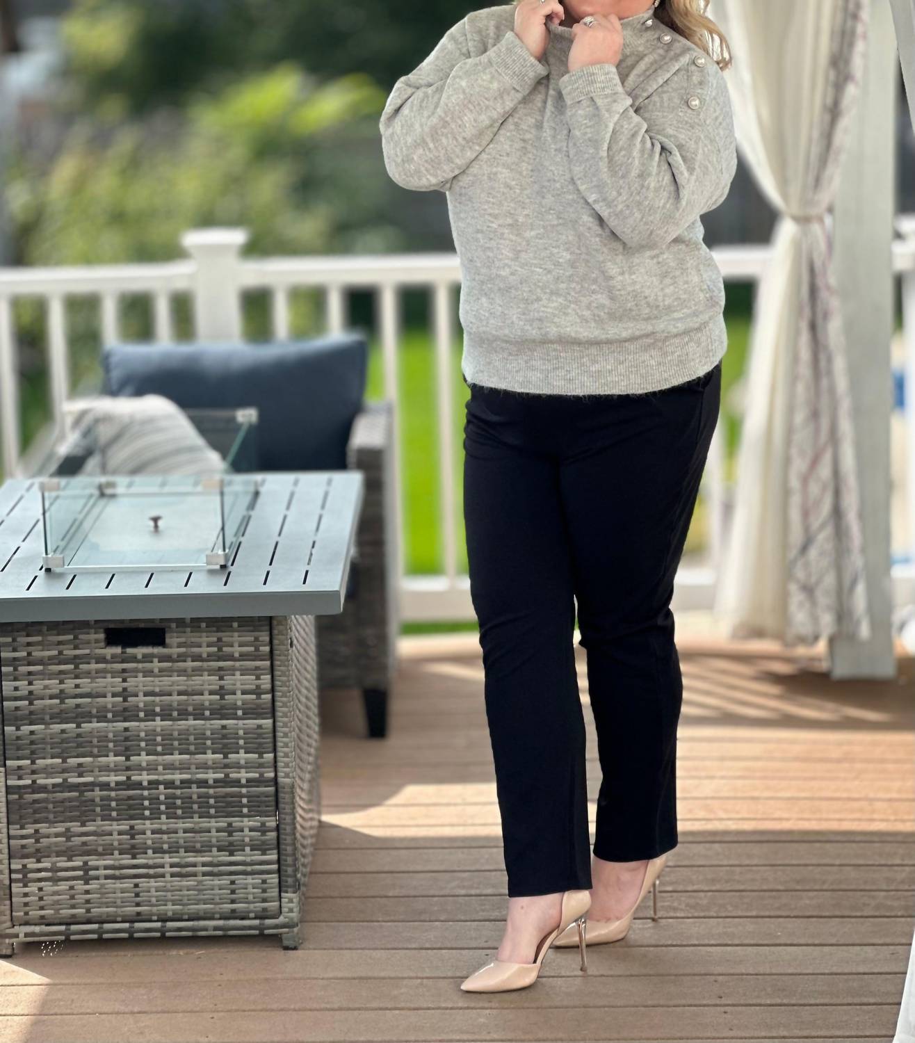 Amelia K. Luxe Lofty Pearl Sweater in grey - women's sweater