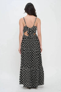 Meet Me In Santorini - Midnight Weave Tie Back Maxi Dress