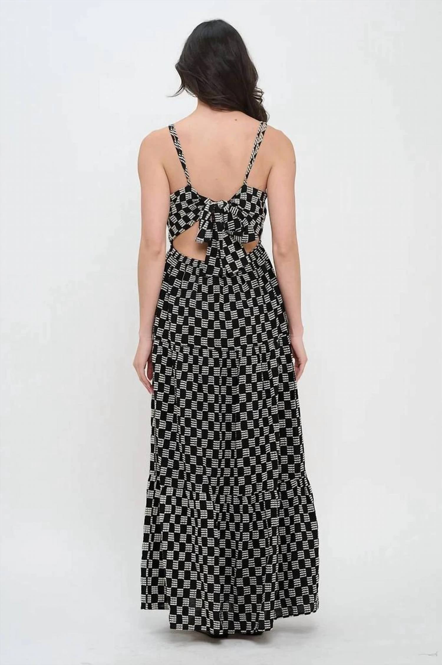 Meet Me In Santorini - Midnight Weave Tie Back Maxi Dress