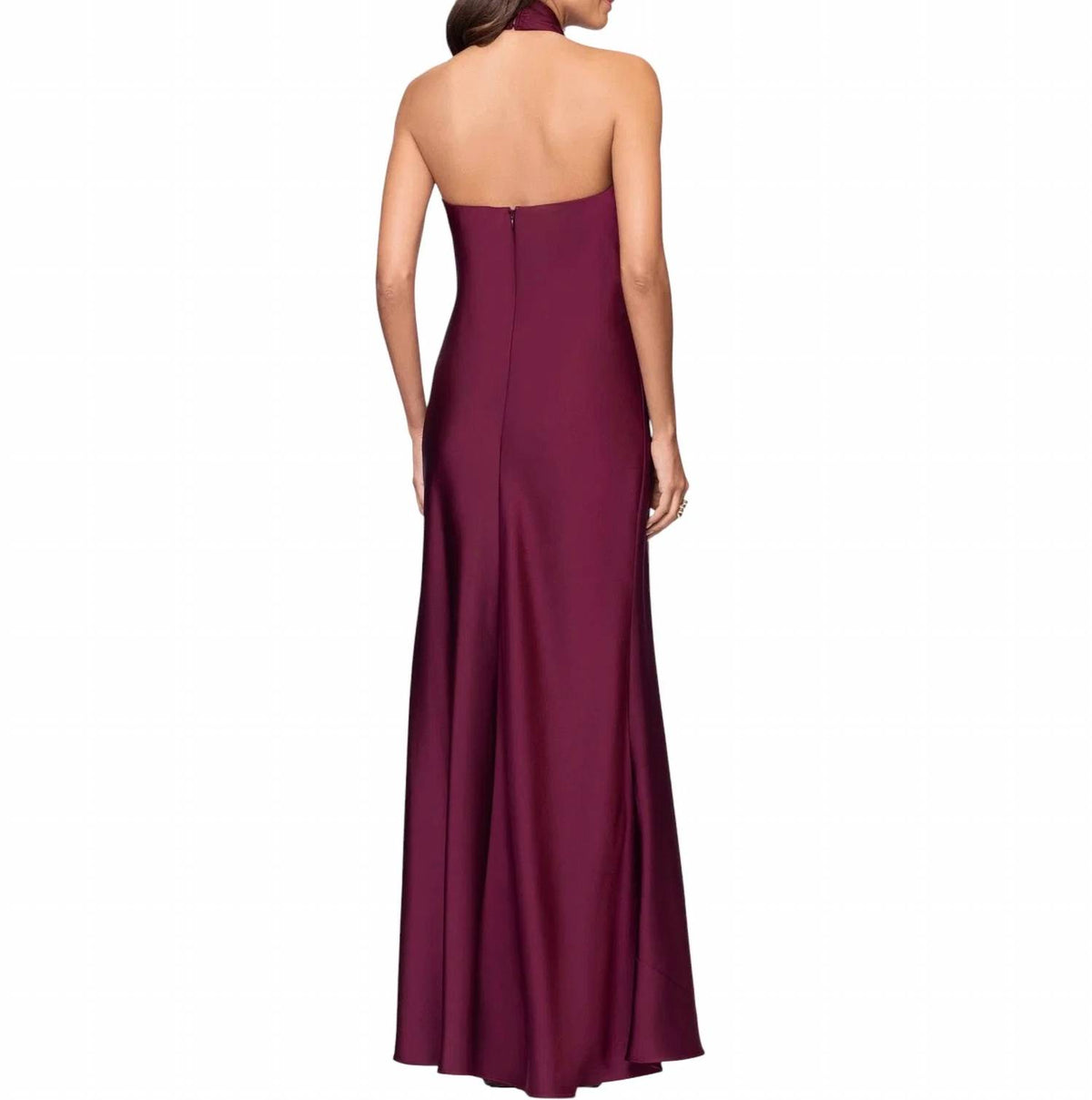 Betsy & Adam - Esmerelda Satin Halter Neck Gown