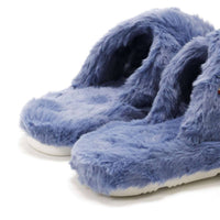 HUNTER Women's Faux Fur Flatform Crossover Slides in stornoway blue - women's shoe - view 6
