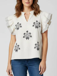 She + Sky - Woven Ruffled Top