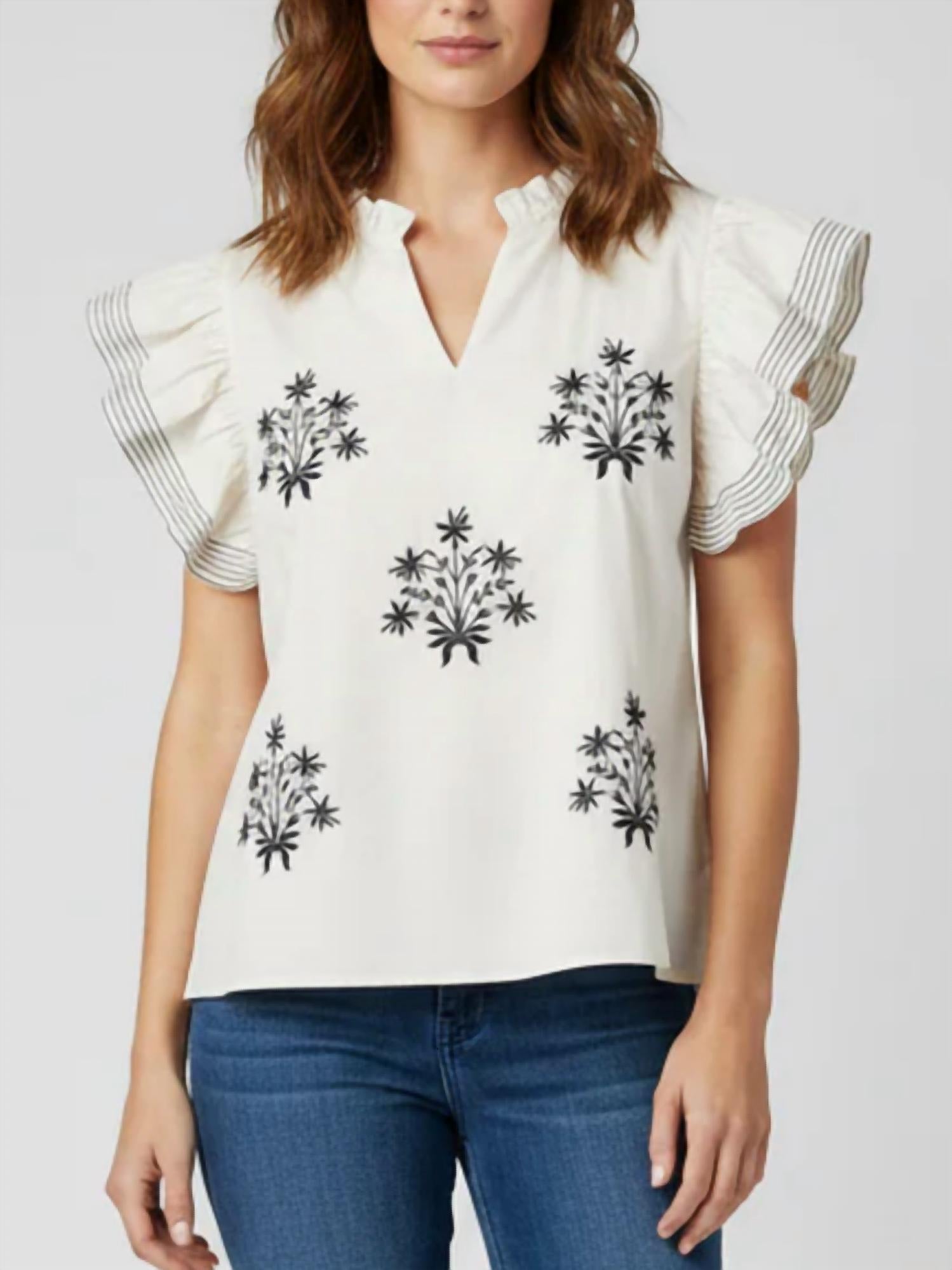 She + Sky - Woven Ruffled Top