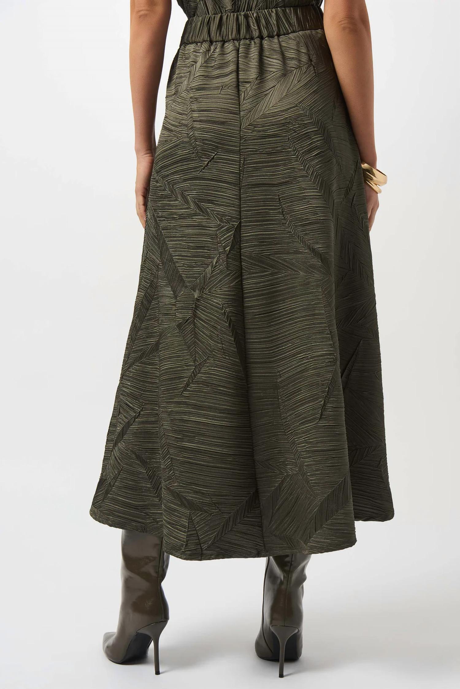 Joseph Ribkoff - Geometric Print Pleated Long Flared Skirt