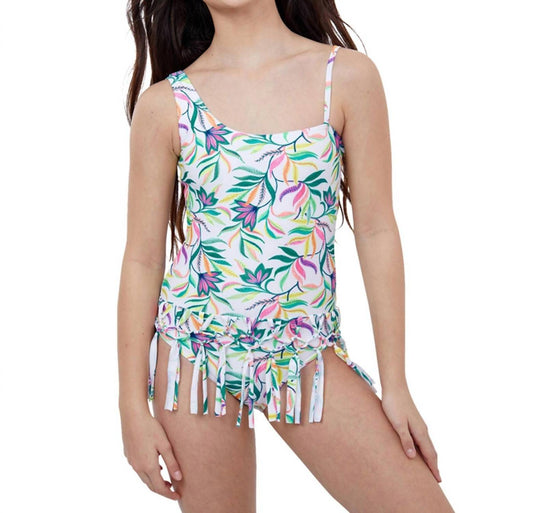 Gottex - Kids Girls One Shoulder Fringe Skirted One Piece Swimsuit