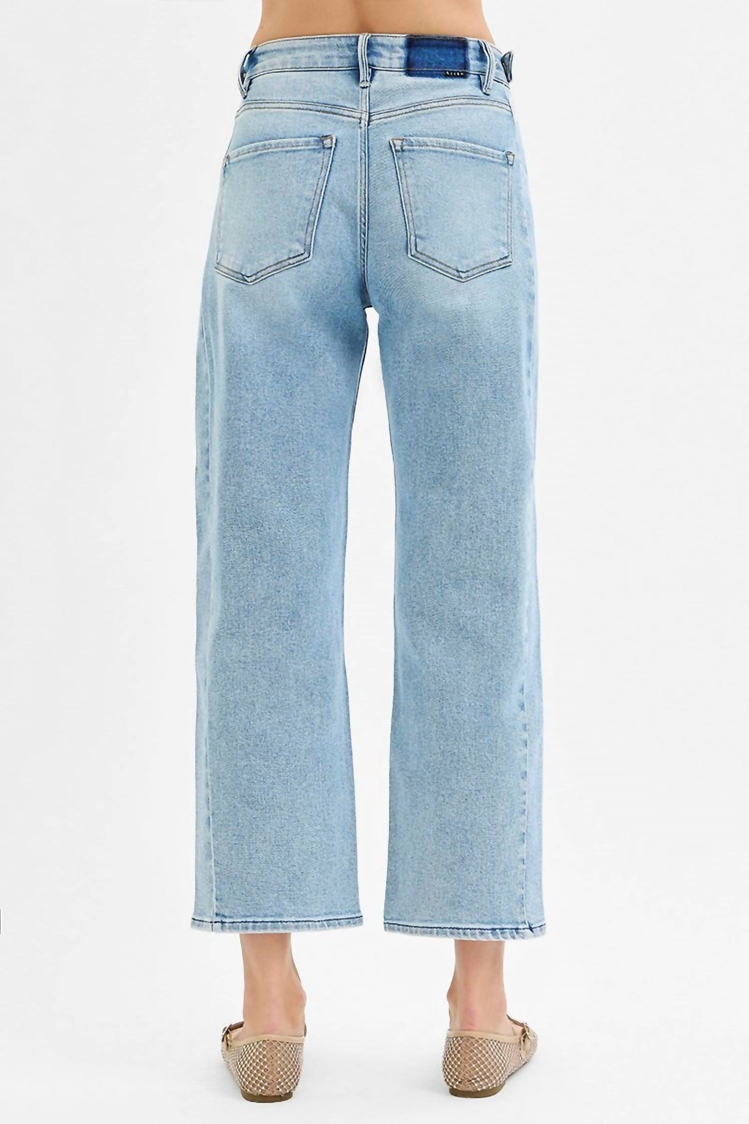 Risen - High-rise Cropped Barrel Leg Jeans With Adjustable Waist