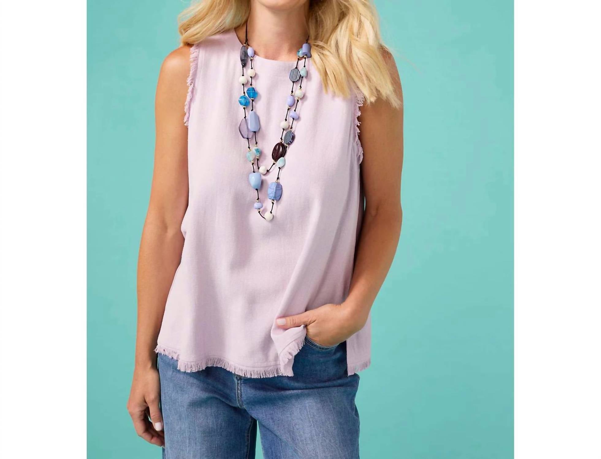 Coco + Carmen - Sloane Button Back Tank With Frayed Edge