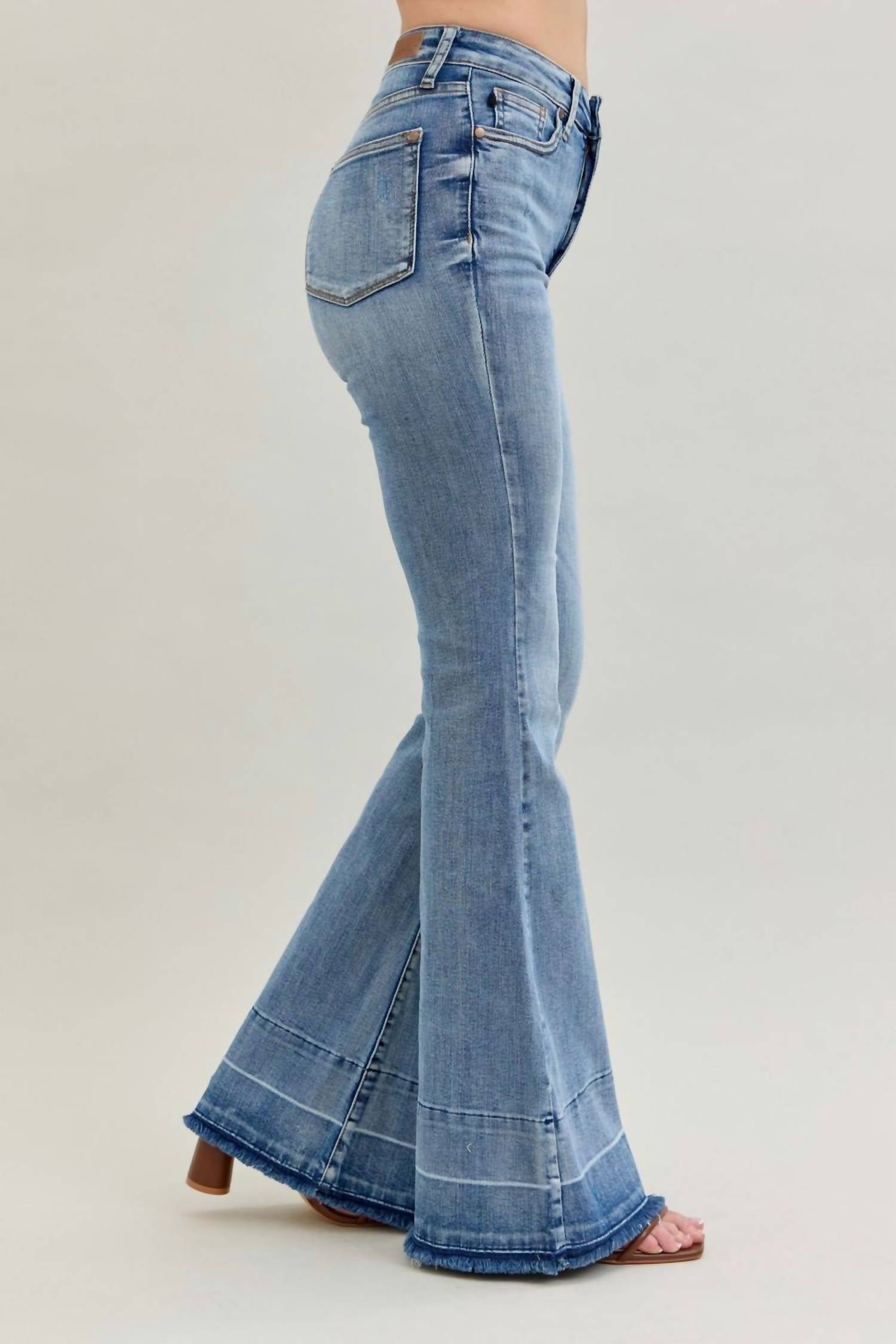Judy Blue - High Waisted Tummy Control With Release Hem Flare Jeans