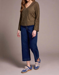 Tribal - Jacquard Knit Long Sleeve V Neck Top