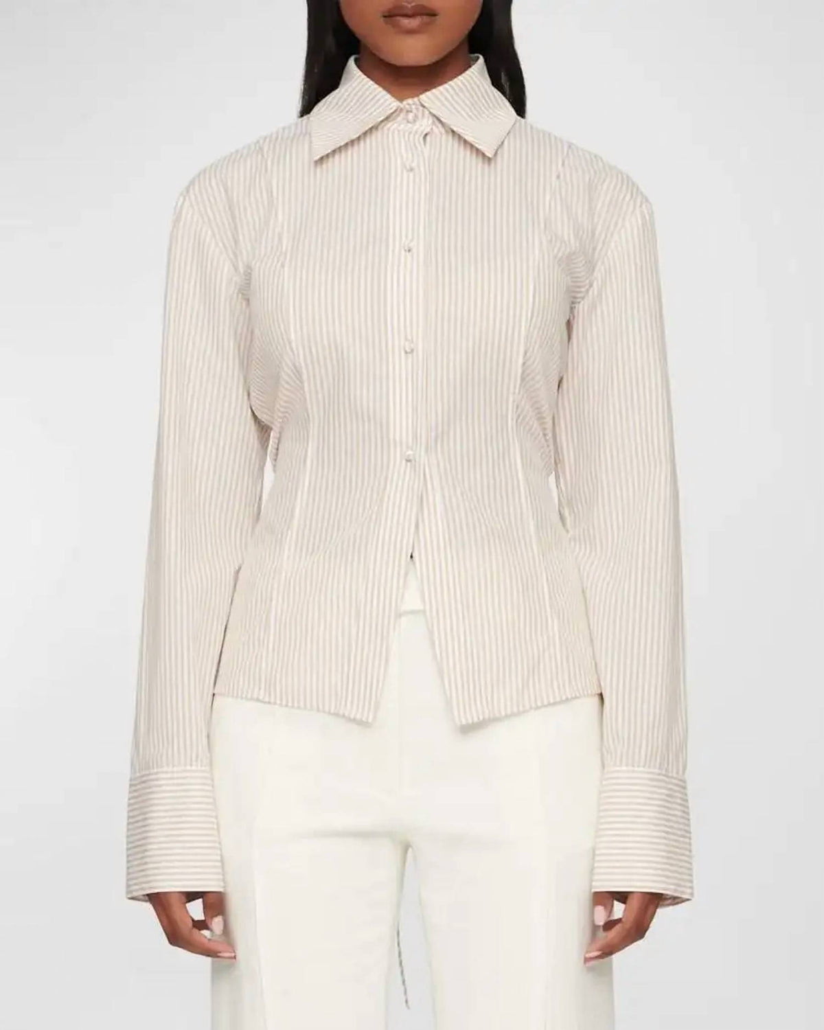 Clea - Herman Striped Fitted Button-front Shirt