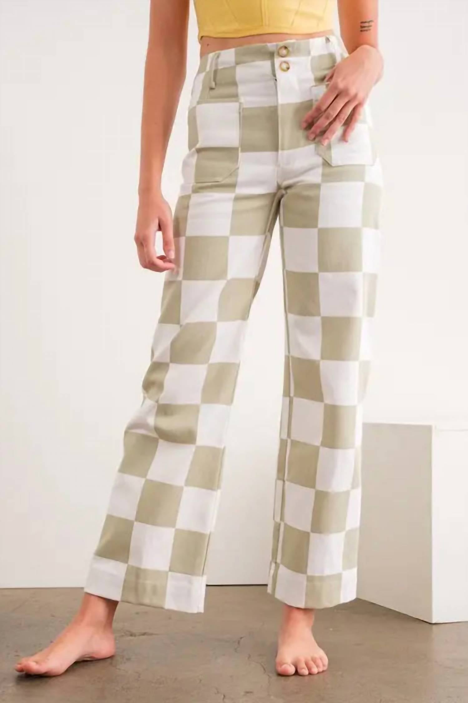Papermoon - Demi Checkered Straight Leg Pants