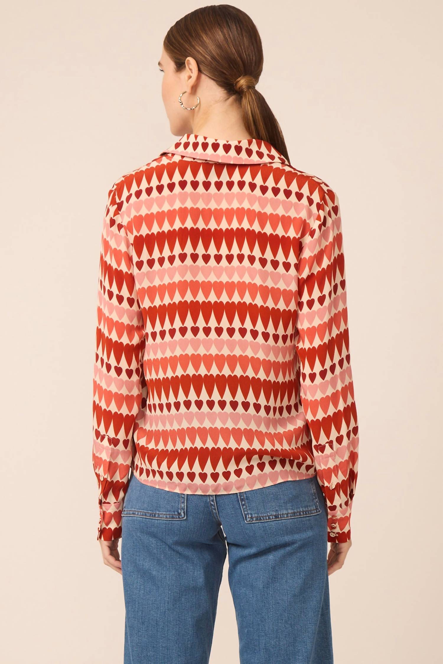 GILNER FARRAR Troy Blouse Top in wild hearts - women's blouse - detail view