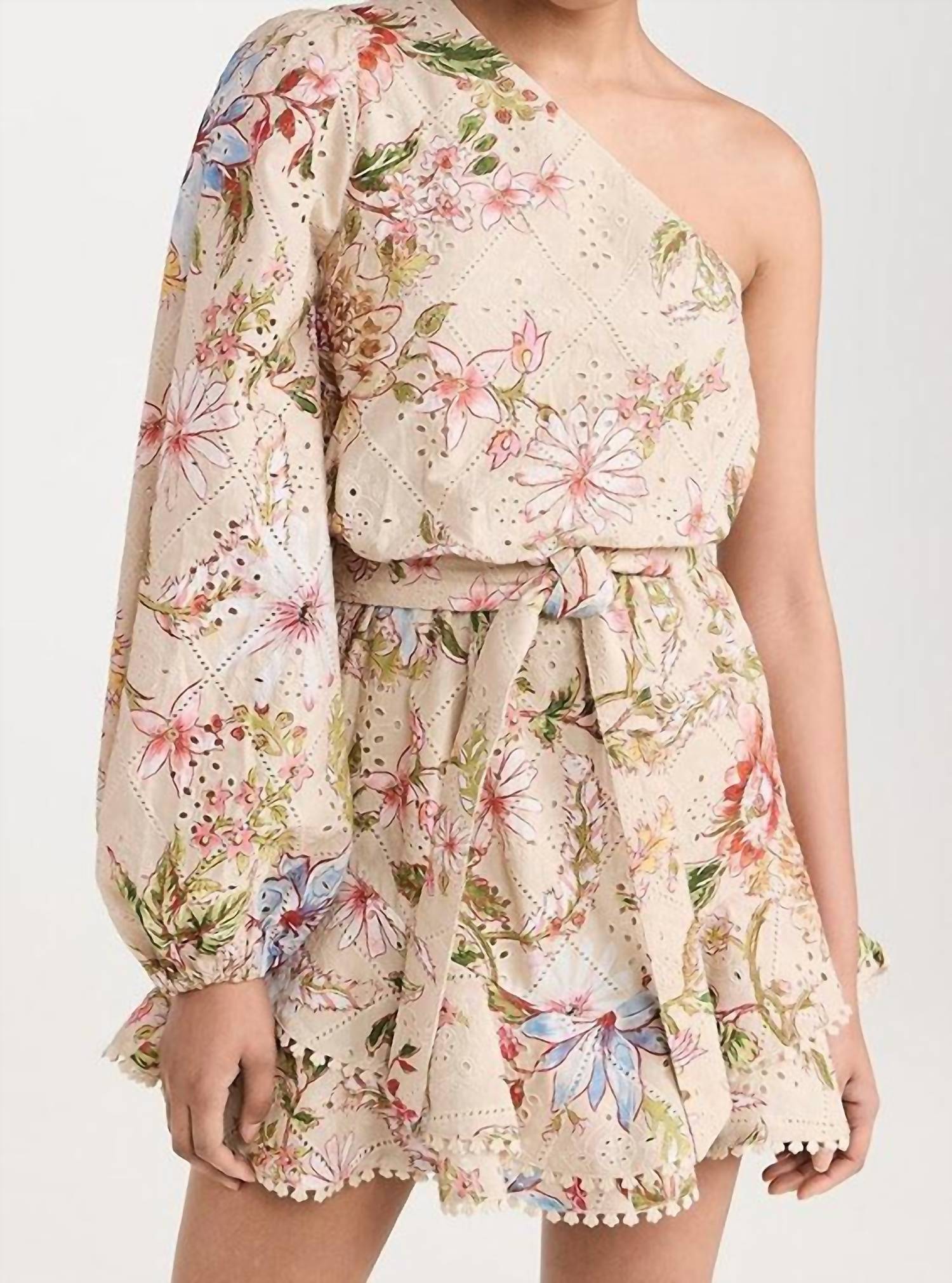 HEMANT & NANDITA Short Dress With Belt in beige - women's dress