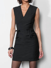 Greylin - Olivia Textured Jacquard Mini Dress With Bow