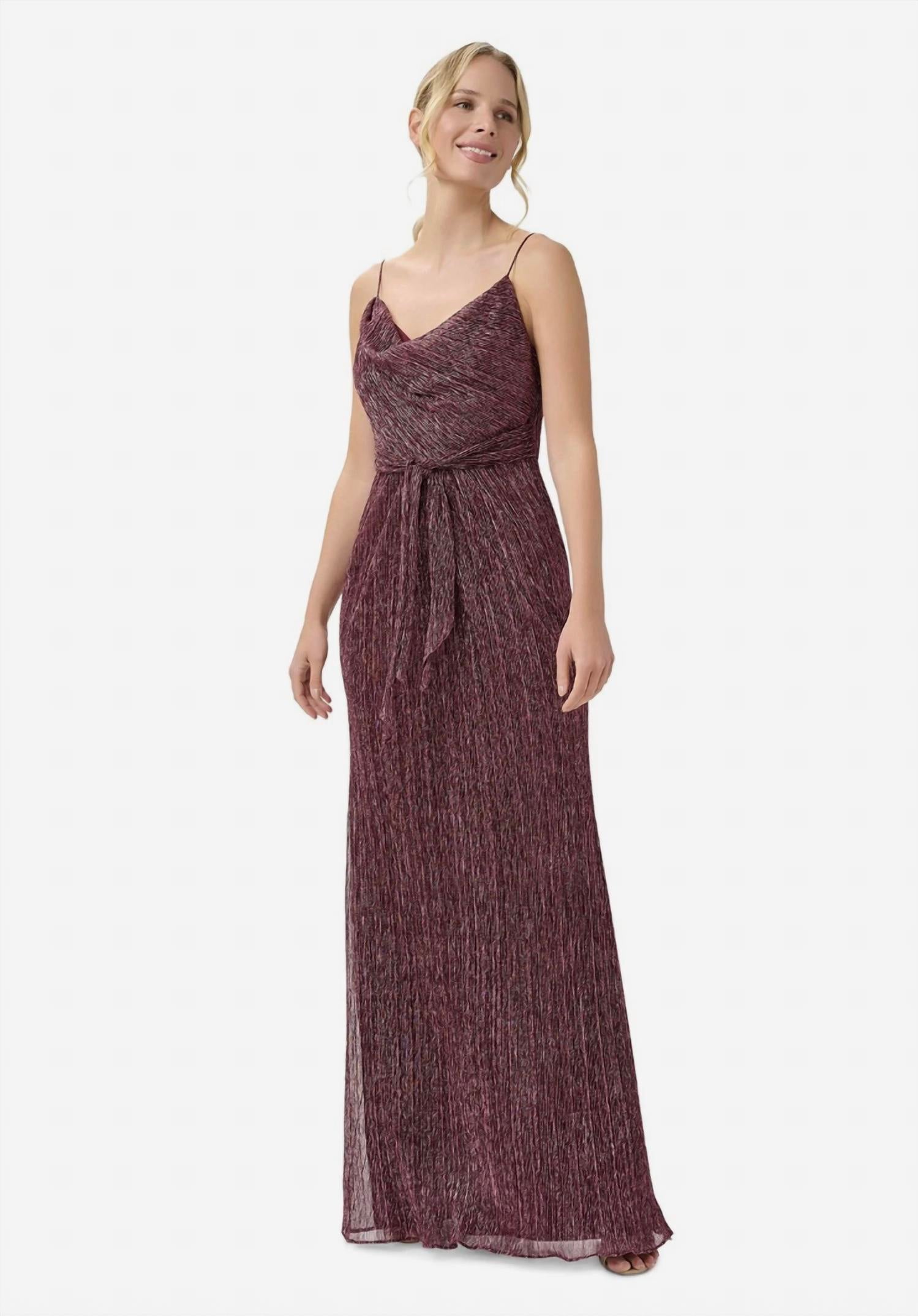 Adrianna Papell - Metallic Crinkle Gown