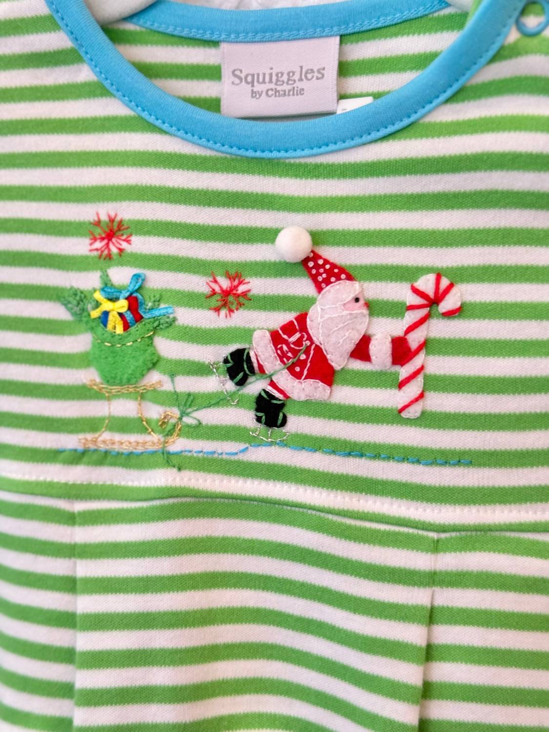 SQUIGGLES Kids Santa’s Sleigh Playsuit in green - kids' item - detail view