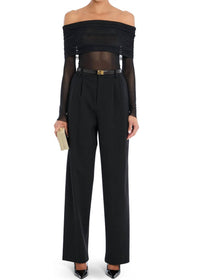 SER.O.YA Rosa Off-the-shoulder Sheer Top in black - women's blouse