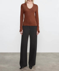 Enza Costa - Cashmere Loose-fitting Round Neck Top With Turned-up Hem